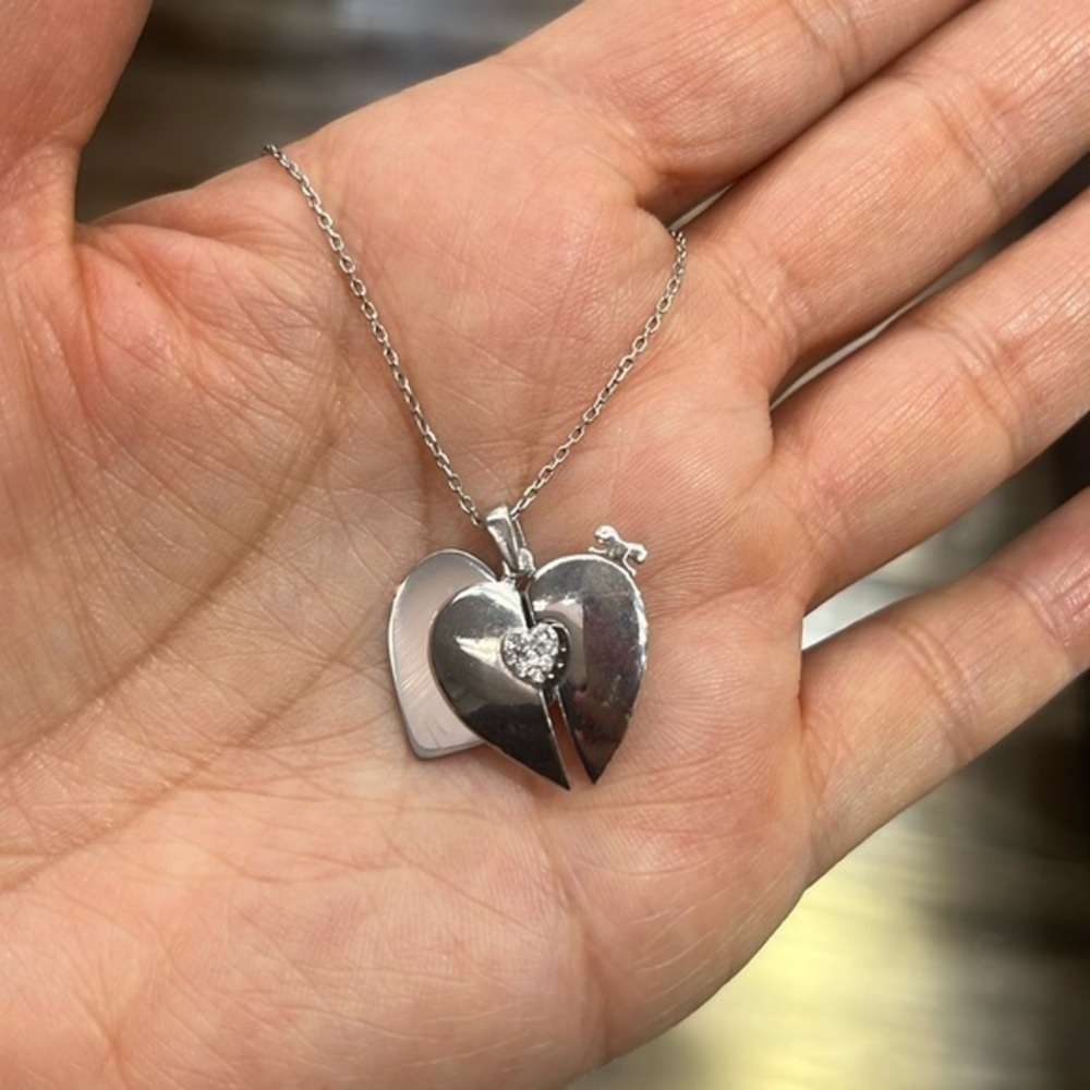 Broken Heart Sterling Silver Necklace with 18” inches chain